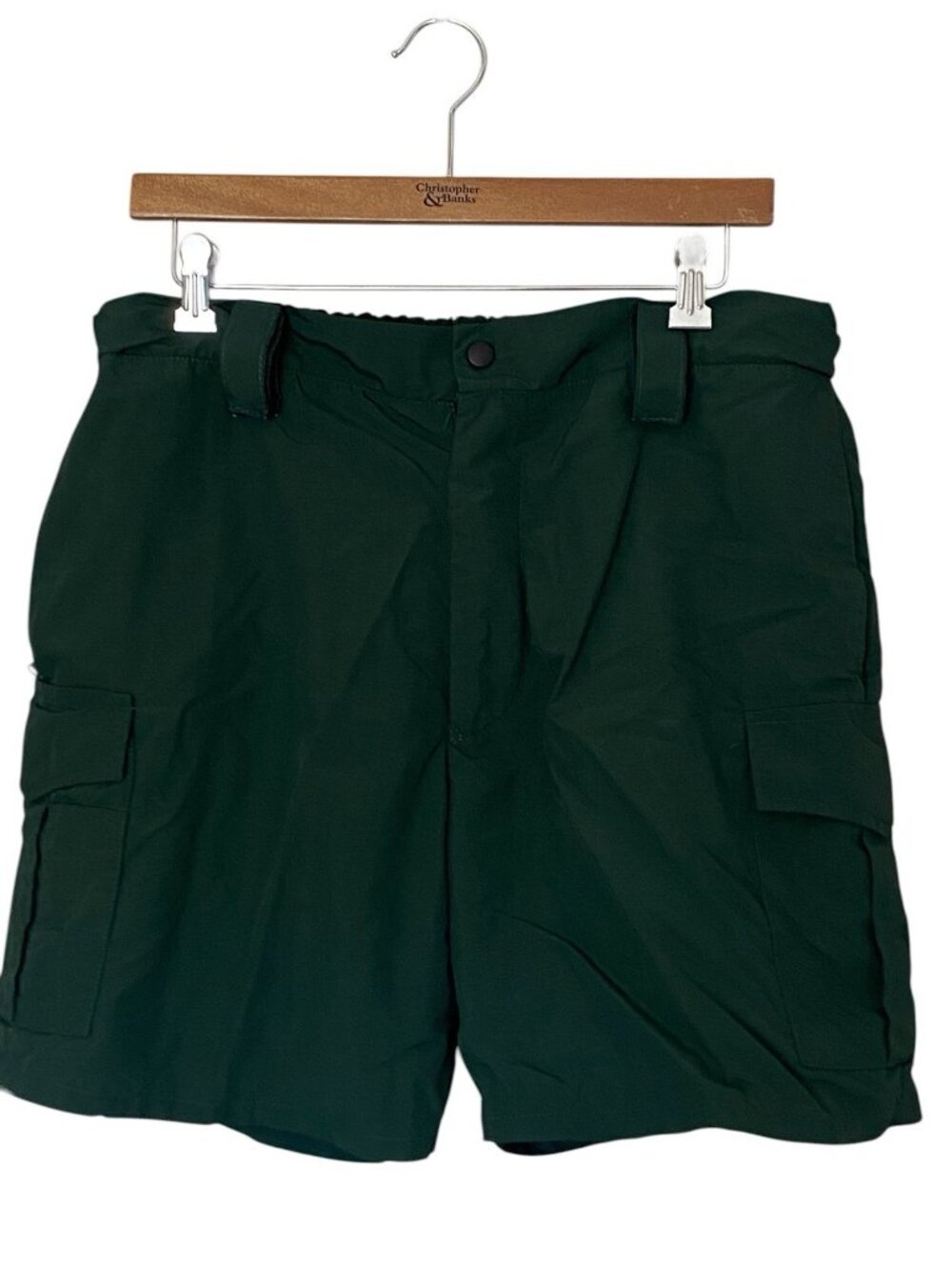 Olympic Uniforms Men’s XL Vintage 90s Green Cargo Shorts Nylon USA Made Utility